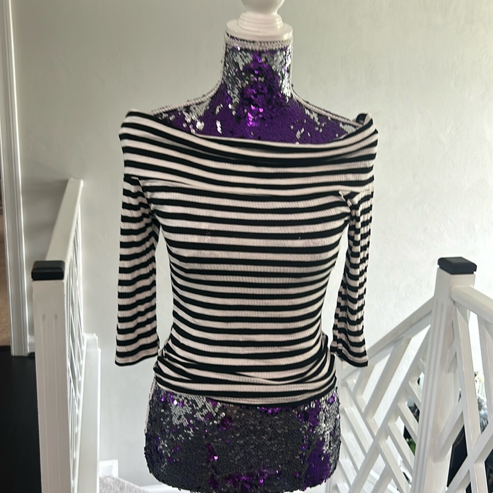 Rainbows and cupcakes med black and cream off shoulder top new no tags